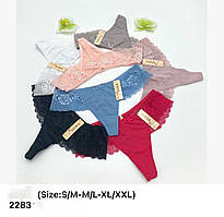 Стрінги жіночі мікрофибра з мереживом 42-50р 7 кольорів