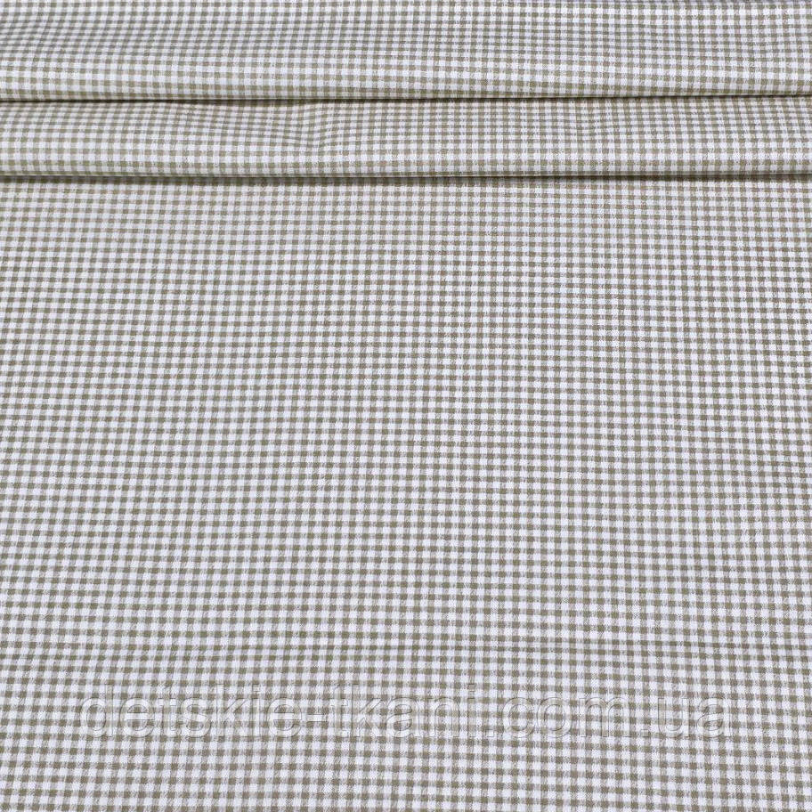 Ранфорс завширшки 240 см "Дрібна зеленувато-бежева клітинка", №5633, фото 1