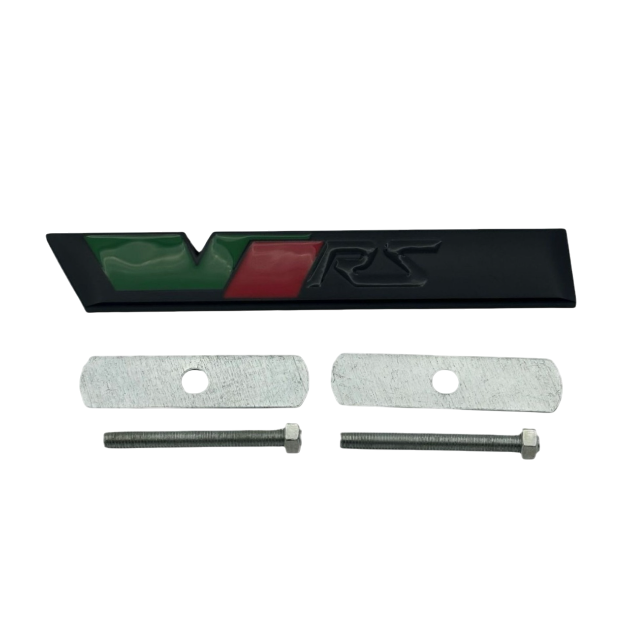 Емблема RS для Skoda в решітку 119х20мм чорна метал (на кріпленнях), фото 1