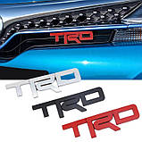 Емблема напис TRD для Toyota в решітку 124х35мм Чорна метал (на кріпленнях), фото 2