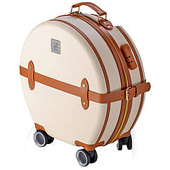 Валіза Semi Line 24" M Ecru/Brown T5670-3 круглий чемодан 49 л ABS-пластик 4 колеса кодовий замок стильний і надійний для