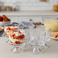 Набір скляних креманок на ніжці 6 штук по 310 мл для салатів десертів морозива TS Kitchen