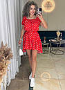 Жіноча коротка літня червона сукня в горошок, фото 3