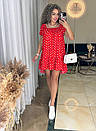Жіноча коротка літня червона сукня в горошок, фото 4