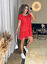 Жіноча коротка літня червона сукня в горошок, фото 6