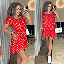 Жіноча коротка літня червона сукня в горошок, фото 9