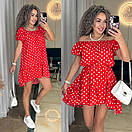 Жіноча коротка літня червона сукня в горошок, фото 10