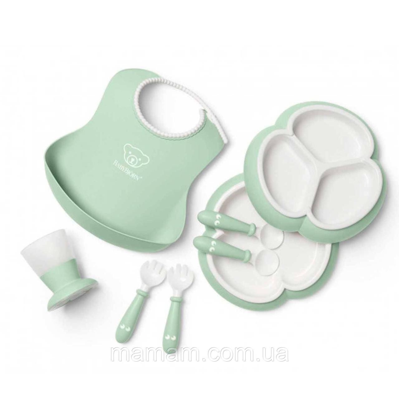 Набір дитячого посуду BabyBjorn 8 ел. Powder Green, фото 1