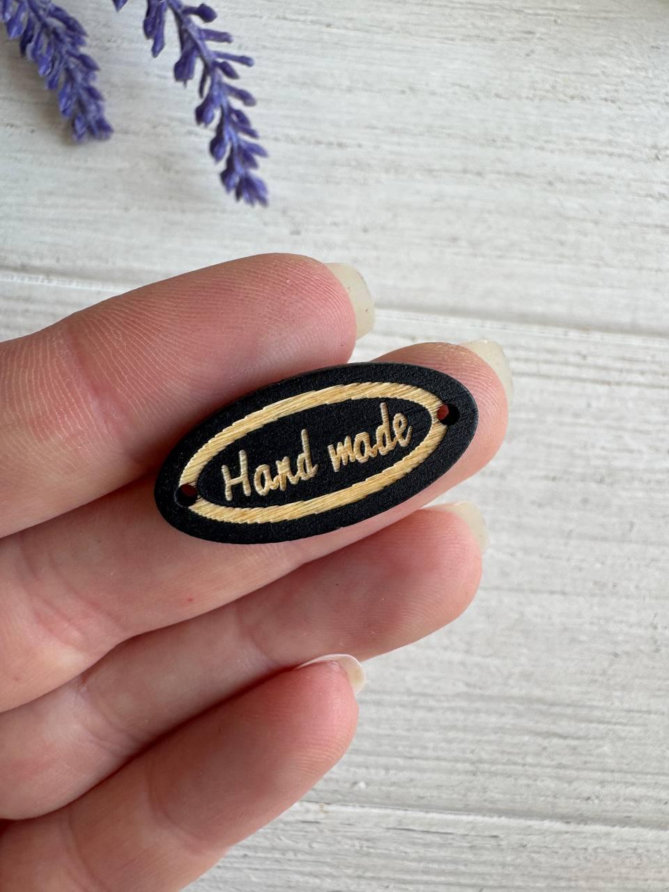 Бірки дерев'яні " Handmade " , чорні 20 шт, фото 1