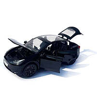Машинка метал Tesla model Y електрокар чорна Тесла 1:24 відкр двері баг капот звук світло 19*6,5*8,5см (EL 70333), фото 4