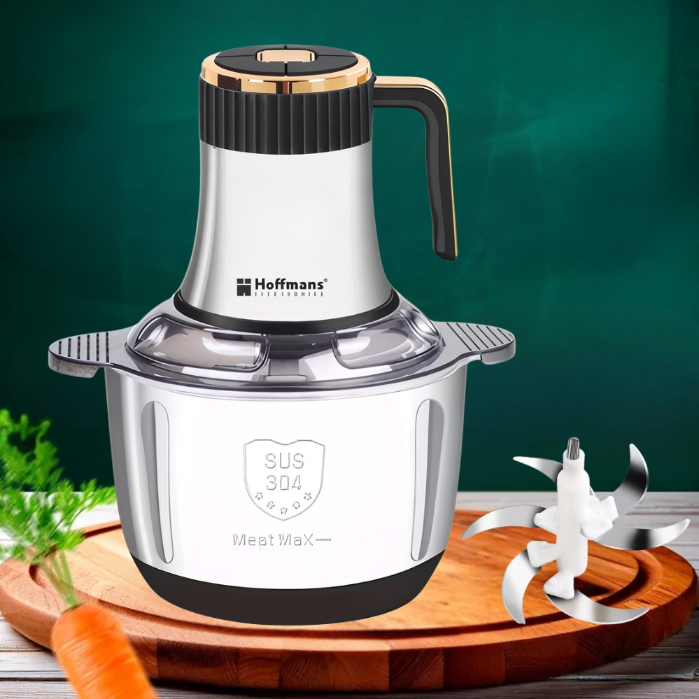Універсальний подрібнювач Hoffmans Electronics НМ-8848 із металевою чашею 5л електричний чоппер 1800Вт