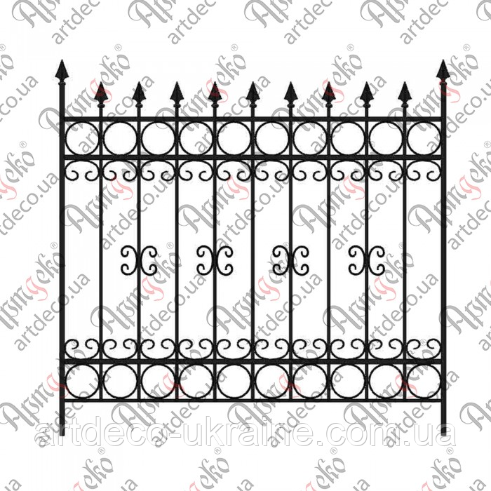Кована огорожа, паркан 1650х1600 (КО-43) КОМПЛЕКТ ЕЛЕМЕНТІВ, фото 1