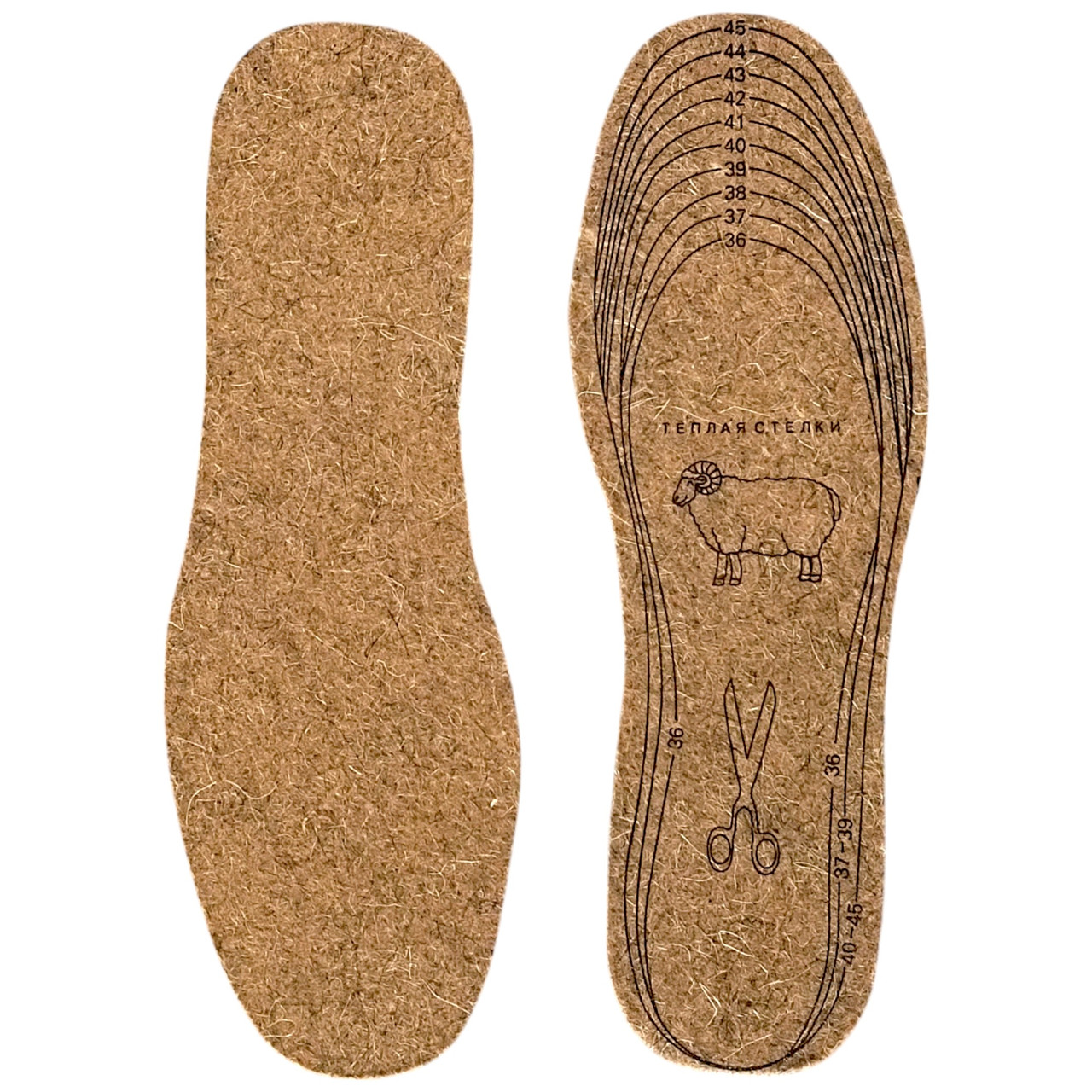 Устілки Повстяні 36-46 (23.5 - 30.0 см) зима, обрізні, для всіх видів взуття, фото 1