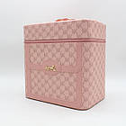 Косметичка органайзер з дзеркалом 27х20х18см, 4 рівні, Рожевий / Дорожня косметичка / Кейс для косметики, фото 3