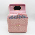 Косметичка органайзер з дзеркалом 27х20х18см, 4 рівні, Рожевий / Дорожня косметичка / Кейс для косметики, фото 5