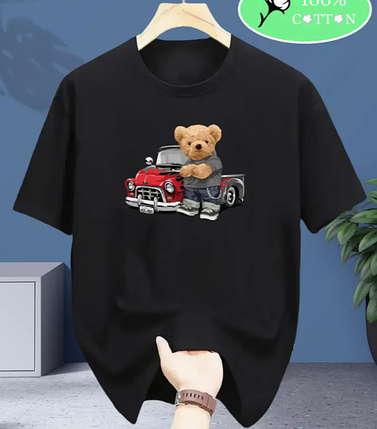 Чоловіча футболка Ведмедик автомобіліст 2XL Black, фото 1