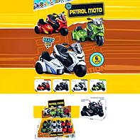 Мотоцикл із коляскою інерція, 3 кольори, Рухомі деталі, багажник