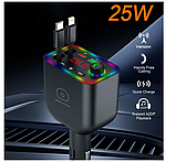 FM-модулятор WUW C237 25W з вбудованими кабелями, чорний, фото 6