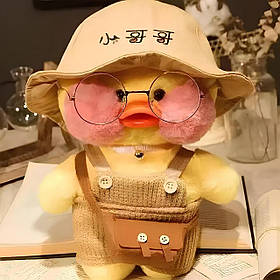 Плюшева качка Лалафанфан RESTEQ в одязі та з аксесуарами 30 см. Плюшева м`яка іграшка качечка Lalafanfan