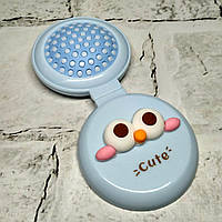 Щітка для волосся дитяча для дівчинки гребінець з дзеркалом 2в1 розкладачка Cute 6х6,5 см Блакитна 3643С-4