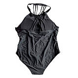 Купальник жіночий 54 суцільний злитий чорний зі смугастим верхом великий розмір, фото 5