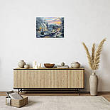 Картина, що світиться - зимовий будинок біля лісу з освітленими вікнами, 6 LЕD ламп, 30x40 см (940140), фото 6