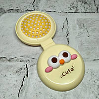 Щітка для волосся дитяча для дівчинки гребінець з дзеркалом 2в1 розкладачка Cute 6х6,5 см Жовта 3643С-1