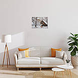 Картина, що світиться - зимовий будинок зі світлим вікном та вуличним вогнем, 3 LЕD лампи що мерехтять, 30x40 см (940164), фото 6