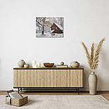 Картина, що світиться - зимовий будинок зі світлим вікном та вуличним вогнем, 3 LЕD лампи що мерехтять, 30x40 см (940164), фото 7