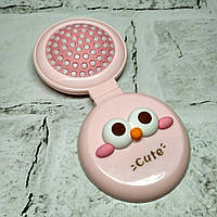 Щітка для волосся дитяча для дівчинки гребінець з дзеркалом 2в1 розкладачка Cute 6х6,5 см Рожевп 3643С-2