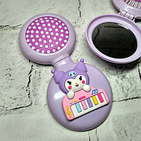 Щітка для волосся дитяча для дівчинки гребінець з дзеркалом 2в1 розкладачка Куромі 6х6,5 см Бузкова 24-598-1