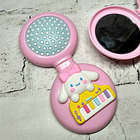 Щітка для волосся дитяча для дівчинки гребінець з дзеркалом 2в1 розкладачка Сінаморол 6х6,5 см Рожева 24-598-4