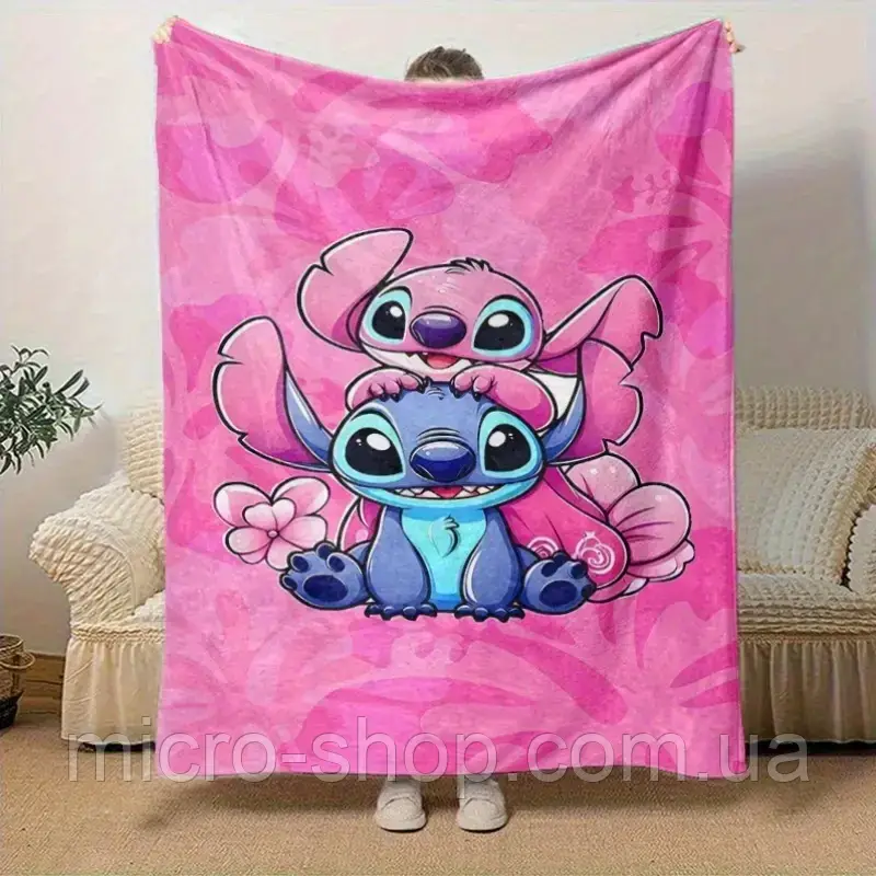 Плюшевий плед ковдра покривало Стіч та Ангел Lilo & Stitch, фото 1
