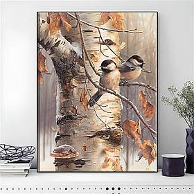 Набір для вишивання хрестиком RESTEQ «Зимові птахи» 50×40 см, 14 ct — комплект для творчості та декору