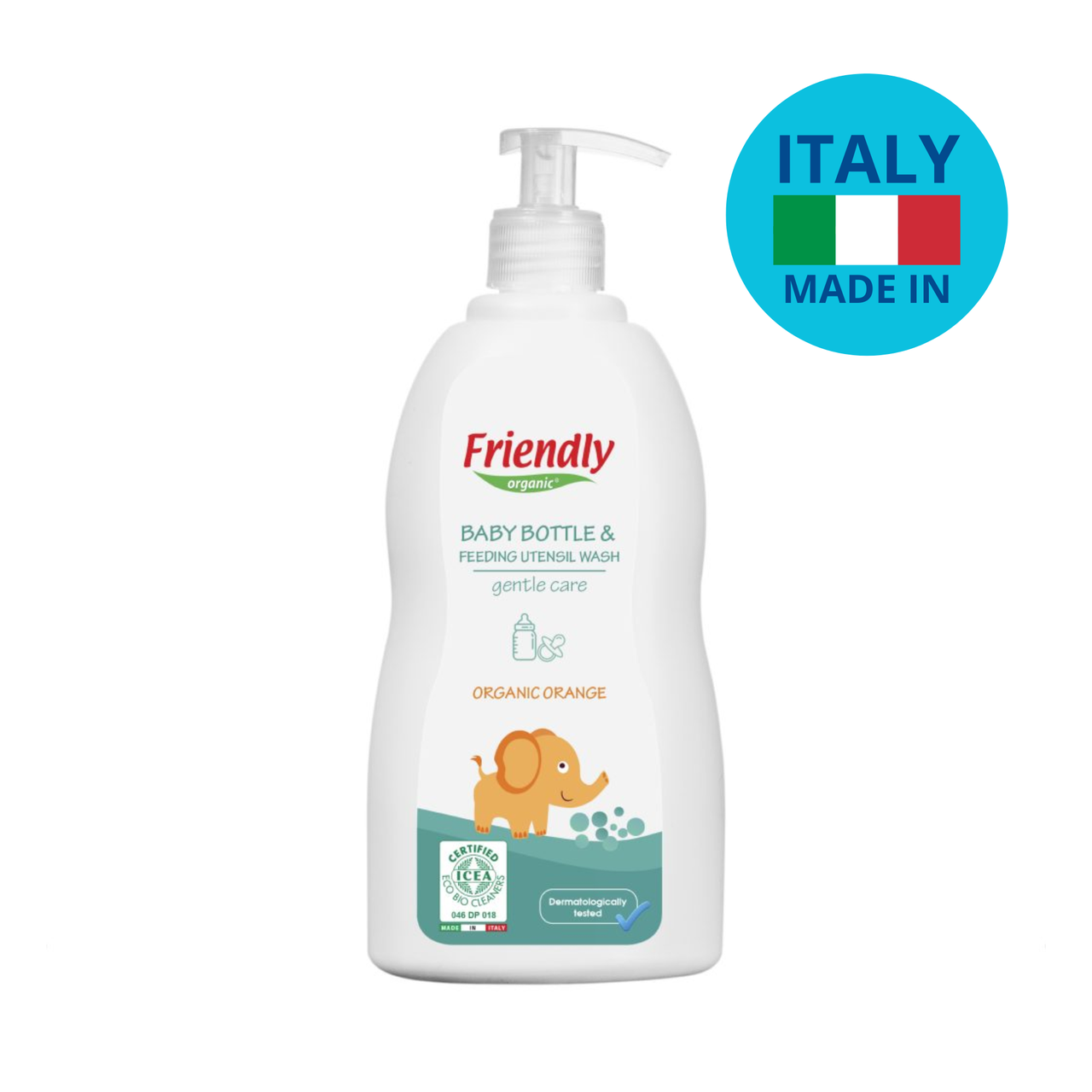 Органічний миючий засіб для дитячого посуду, пляшок, сосок Friendly Organic з ароматом апельсина, 500 мл