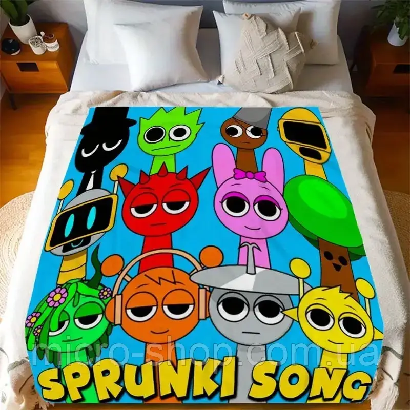 Плюшевий плед ковдра Спрункі Інкредібокс Sprunki Toy Incredibox 150х200 см, фото 1