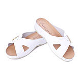 Шкіряні шльопанці жіночі Tellus 25-01W Білі, фото 10