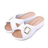 Шкіряні шльопанці жіночі Tellus 25-01W Білі, фото 2