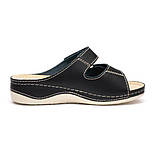 Шкіряні шльопанці жіночі Tellus 25-03B Чорні, фото 3