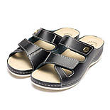 Шкіряні шльопанці жіночі Tellus 25-03B Чорні, фото 6