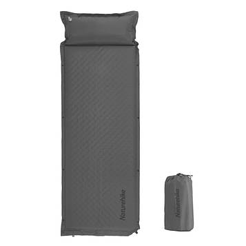 Килимок самонадувний одномісний з подушкою Naturehike CNK2300DZ014, 60мм, графіт