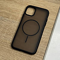 Чохол для iPhone 11 Pro Max чорний магнітний з підтримкою MagSafe, захищений напівпрозорий ззаду