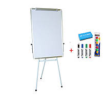 Фліпчарт магнітний маркерний 70х100 см на тринозі KLERK + Набір (маркери, губка, магніти) у подарунок