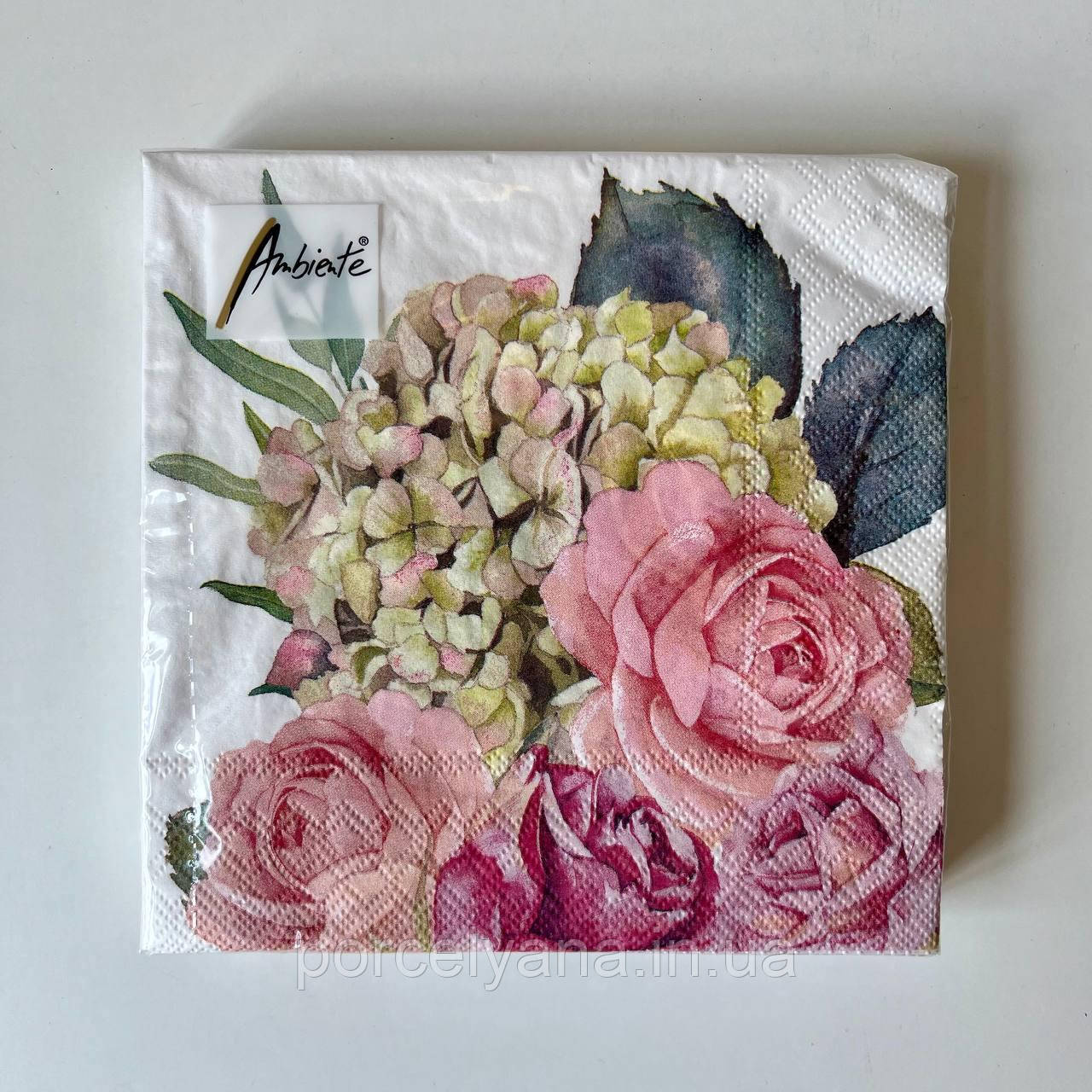 Серветки 33х33 см 20 шт Ambiente Rose garden, фото 1