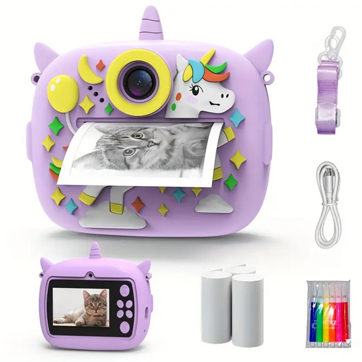 Дитячий фотоапарат з миттєвим друком Єдиноріжка JE-5559 фіолетовий, фото 1