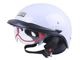 Шолом мотоциклетний MD-513-1, білий глянсовий із прозорим склом, size XL