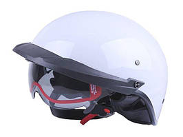 Шолом мотоциклетний MD-513-1, білий глянсовий із чорним склом, size S