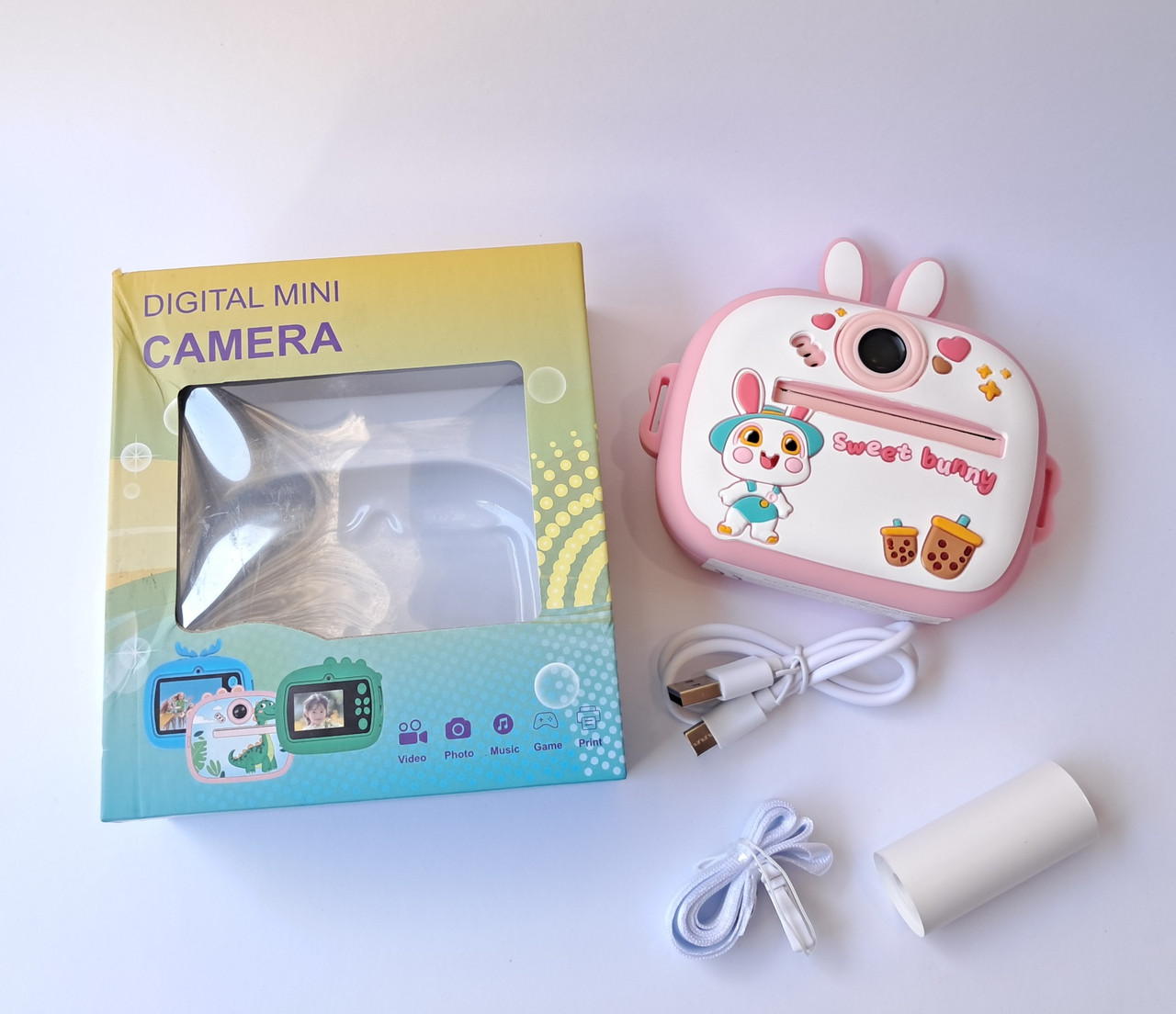 Дитячий фотоапарат з миттєвим друком Зайчик JE-7678 рожевий, фото 1