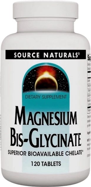 Магнію бісгліцинат Source Naturals Magnesium Bis Glycinate, 120 таблеток, фото 1
