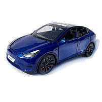 Машинка метал Tesla model Y електрокар синя Тесла 1:24 відкр двері баг капот звук світло 19*6,5*8,5см (EL 70333), фото 2